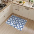 thumbnail image 2 of ODIKA 3'x5' White Blue Geometric Diamond Lattice Washable Area Rug Contemporary Interlocking Square Motifs Non-Slip, Flatweave, Easy Care for Hallway, Laundry Room, 2 of 6