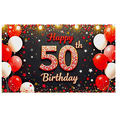 thumbnail image 6 of Happy 50th Birthday Backdrop Banner with Balloons Star Decors Party Supplies Birthday Decoration Photography Props Birthday Party Background, 6 of 7