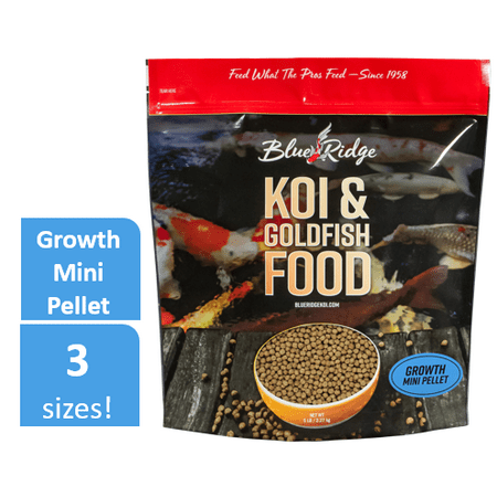 Blue Ridge Growth Formula Koi & Goldfish Food, Mini Fish Food Pellets, 5