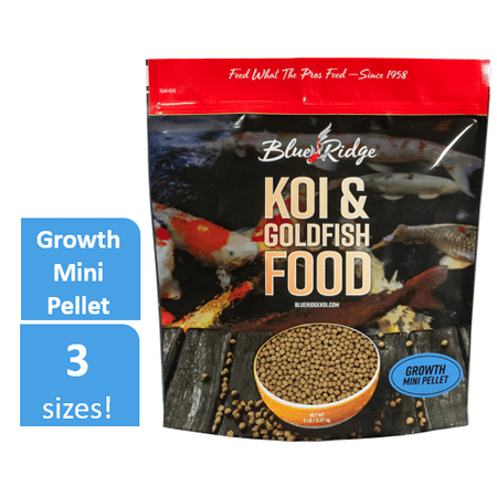 Blue Ridge Growth Formula Koi & Goldfish Food, Mini Fish Food Pellets, 5 (Best Food For Goldfish Growth)