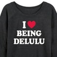 thumbnail image 3 of Instant Message - I Heart Being Delulu Lightweight French Terry Wide Neck Long Sleeve Graphic Shirt, 3 of 6
