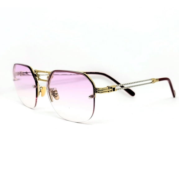 Porta Romana Vintage Collection Sunglasses Model 1012 Gold with Silver and Wine Lenses "Semi Rimless"