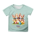 thumbnail image 1 of MIASHUI T-Shirt Joyeuses Pâques Garçons Filles Lapin Graphique Imprimé T-Shirt Décontracté Manches Courtes, Vert Menthe, 3-4 Ans, 1 of 4