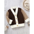 thumbnail image 4 of GXFC Baby Cardigan Sweaters for Boys Girls 6M 1T 2T 3T Kids Long Sleeve Button Contrast Color Knit Pullovers Tops Casual Fall Knitwear Clothes for Toddler, 4 of 5