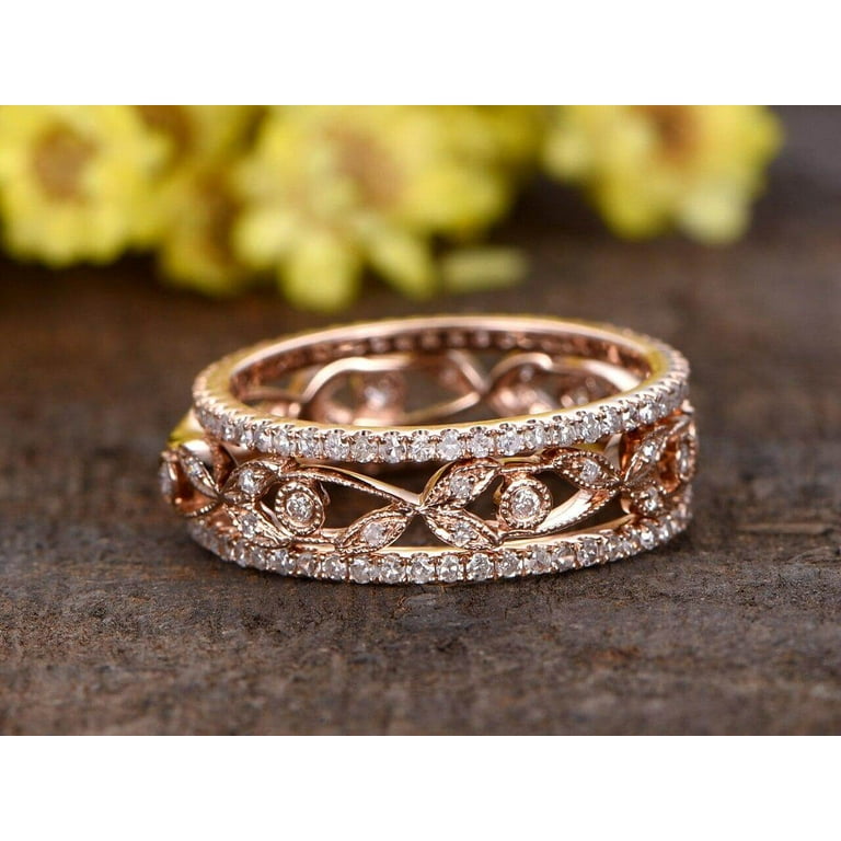 Wedding bands rose gold vintage sale