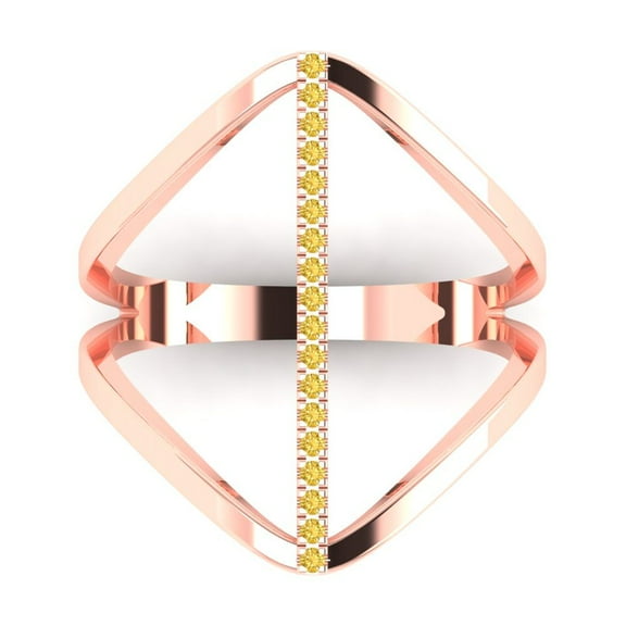 Statement Engagement Ring for Women - 0.09ct Simulated Yellow Diamond in 14K Rose Gold Promise Ring