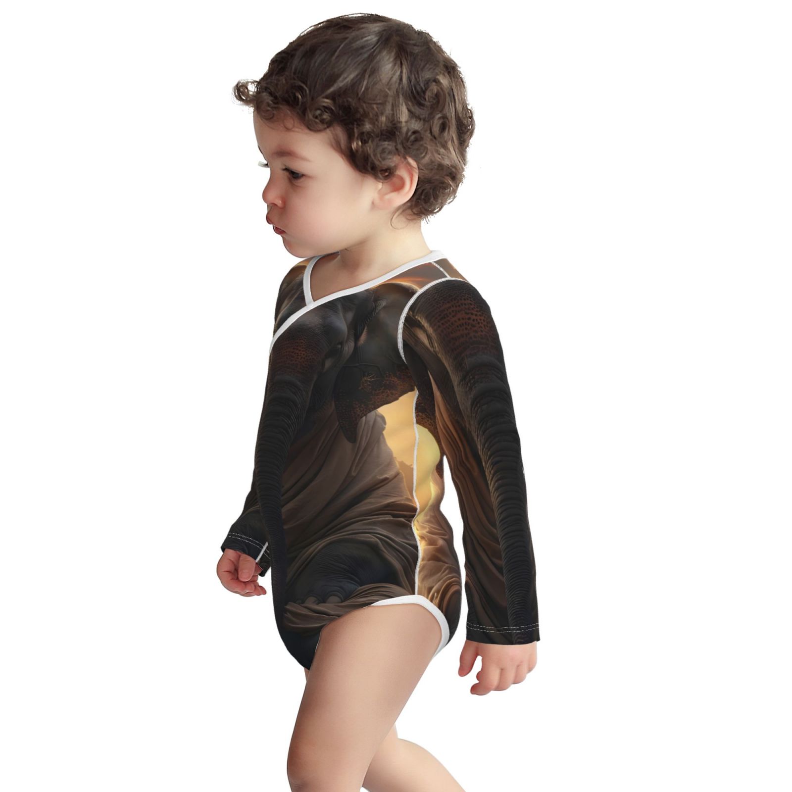 Xecao Lake Meditating Elephant Print Baby unisex-baby Cotton Long-sleeve Bodysuits-6 Months