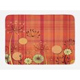 thumbnail image 1 of Floral Bath Mat, Generic Umbellifer Flowers Blooms and Traditional Tartan Pattern Illustration, Non-Slip Plush Mat Bathroom Kitchen Laundry Room Decor, 29.5 X 17.5 Inches, Yellow Dark Coral, Ambesonne, 1 of 2
