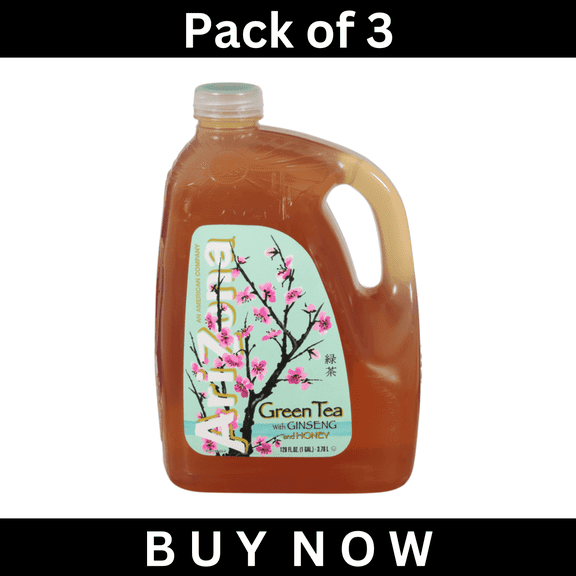 AriZona Green Tea with Ginseng and Honey – 128 fl oz Bottles, Pack of 3