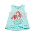 thumbnail image 3 of Disney Princess Ariel Little Girls Crossover Tank Top and Active Retro Dolphin French Terry Shorts Toddler to Big Kid, 3 of 5