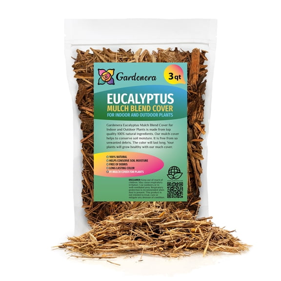 Gardenera Eucalyptus Mulch Blend Cover, 3 Quarts with Moisture Retention and Weed Suppression