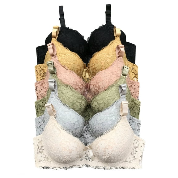 Viola Women Bras 6 Packs Lightly Padded Underwire Full Coverage Bra 44DD (X8236)