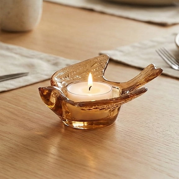 NWOKYZGH Transparent Little Birds Glass Candle Holders Table Decoration