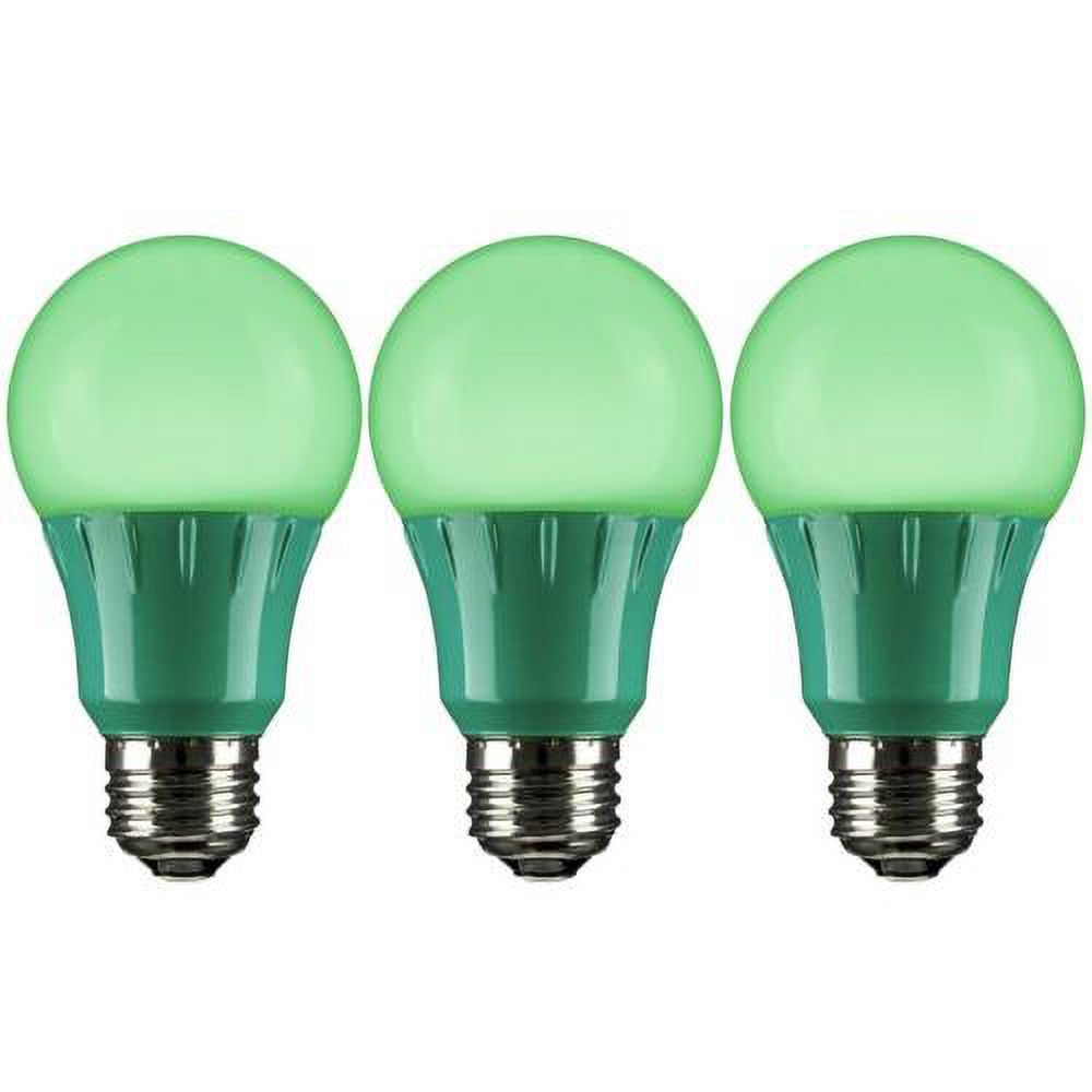 Diodesy- Pack of 3 A19/3W/G/LED/3PK LED Green Light Bulb, Colored Light Bulb for Porch, Party Decoration, Holiday and Home Lighting, Christmas Halloween Party Decoration, 3W, Medium Base E26 UL Listed
