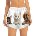 thumbnail image 2 of Balery Cute Kittens And Puppy Pantalones cortos deportivos para mujer con forro y dos bolsillos, elásticos, para entrenamiento, gimnasio, yoga-Large, 2 of 7