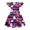 thumbnail image 4 of Halloween Summer Dress for Kids Girls Size 7-8 Flutter Sleeve Cute Skater Dress Holiday Pumpkin Ghost Funny Crew Neck Girls Clothes Holiday Outfit Purple 12-13 Yaers, 4 of 4