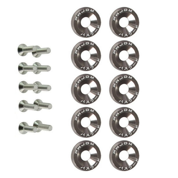 Kenally Juego surtido de arandelas y tornillos para coche de 10 piezas, Kit de arandela decorativa para pernos de vehículo, repuestos para automóviles Accesorios para motos Gris Kenally VI018653-08