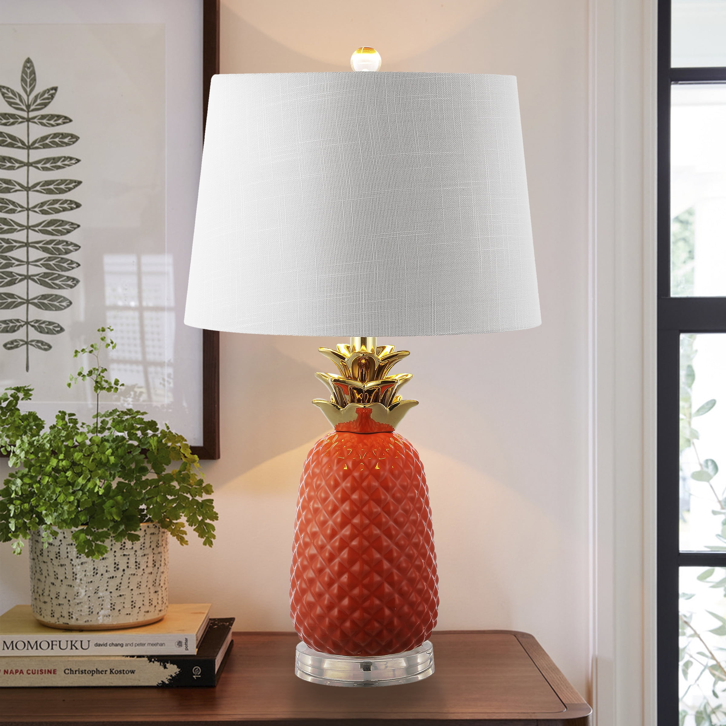 frygt millimeter blandt Pineapple 23? Classic Vintage Ceramic LED Table Lamp, Orange/Gold -  Walmart.com