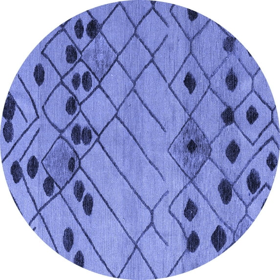 Ahgly Company Machine Washable Indoor Round Abstract Blue Modern Area Rugs, 6' Round