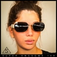 thumbnail image 2 of Womens Retro Dad Fashion Metal Rim Octagonal Rectangle Classy Sunglasses Gold - Black, 2 of 8