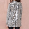 thumbnail image 7 of 3/4 Sleeve Sequin Blazers for Women Business Casual Sparkly Jacket Glitter Notched Collar Open Front Work Outfits, 7 of 7