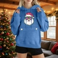 thumbnail image 2 of Lopecy-Sta Women's Christmas Santa Heart Sunglasses Print Hoodie, Fleece-Lined Japanese Sweatshirt Long Sleeve Pocket Pullover Blue M, 2 of 3