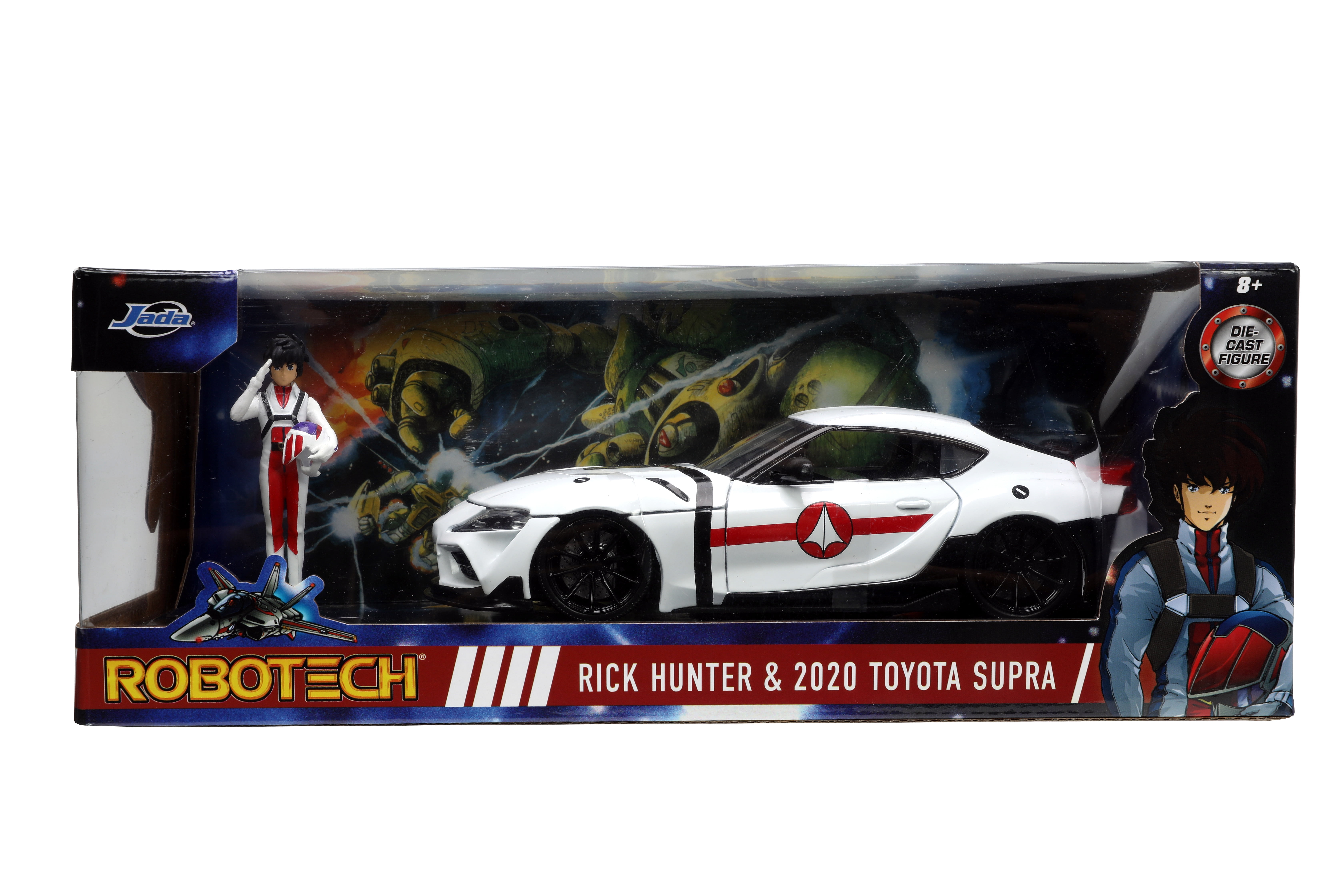 Robotech 1:24 2020 Toyota Supra Die-Cast Car & 2.75" Rick Hunter Figure Play Vehicles