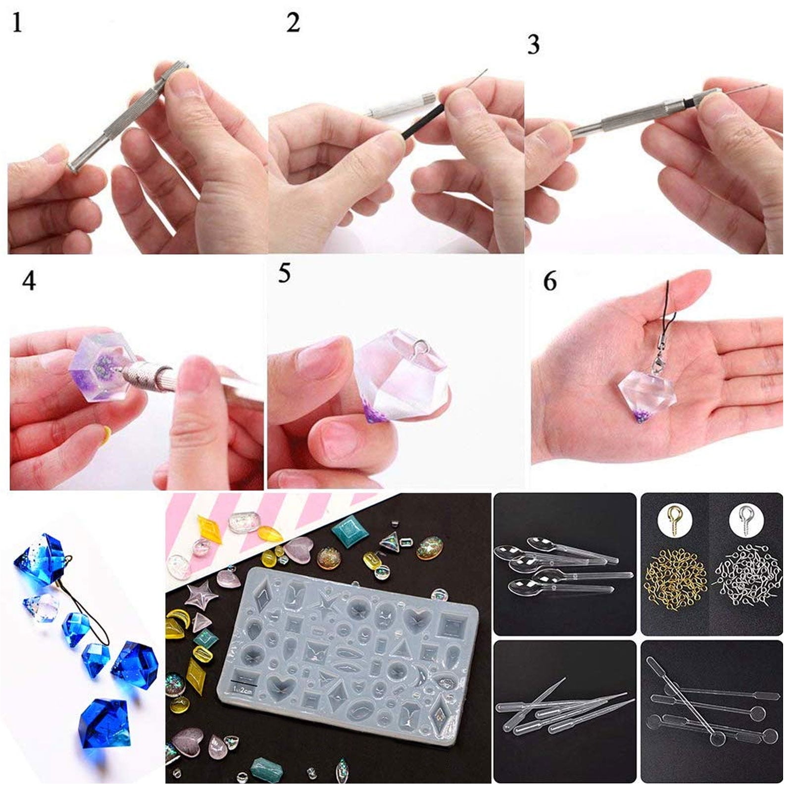 Bestonzon 12pcs Resin Molds Silicone Epoxy Resin Molds Resin Charm Making Mold Tool