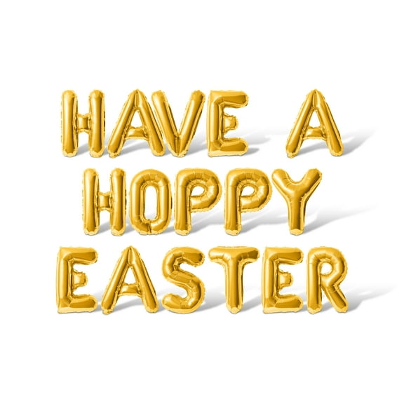 Letter Balloons - HAVE A HOPPY EASTER 16" Inch Alphabet Letters Foil Mylar Balloon Easter Party Banner (Gold)