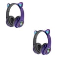 thumbnail image 2 of Kearding Auriculares con orejas de gato Auriculares inalámbricos Música Estéreo Auriculares con azules con micrófono Niños Hija fone Gamer Violeta 2piezas, 2 of 6