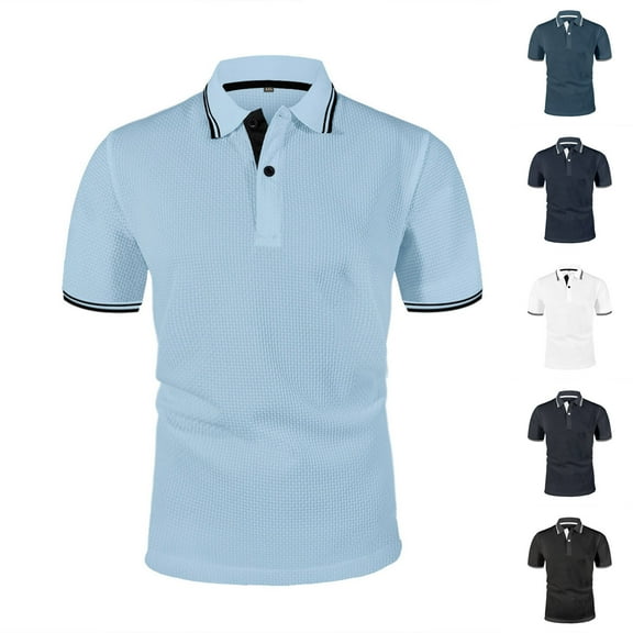 SROBPTY Mens Summer Shirts, Short Sleeve T Shirts for Men, Mens Solid Color Collared Short Sleeve Shirts White,S