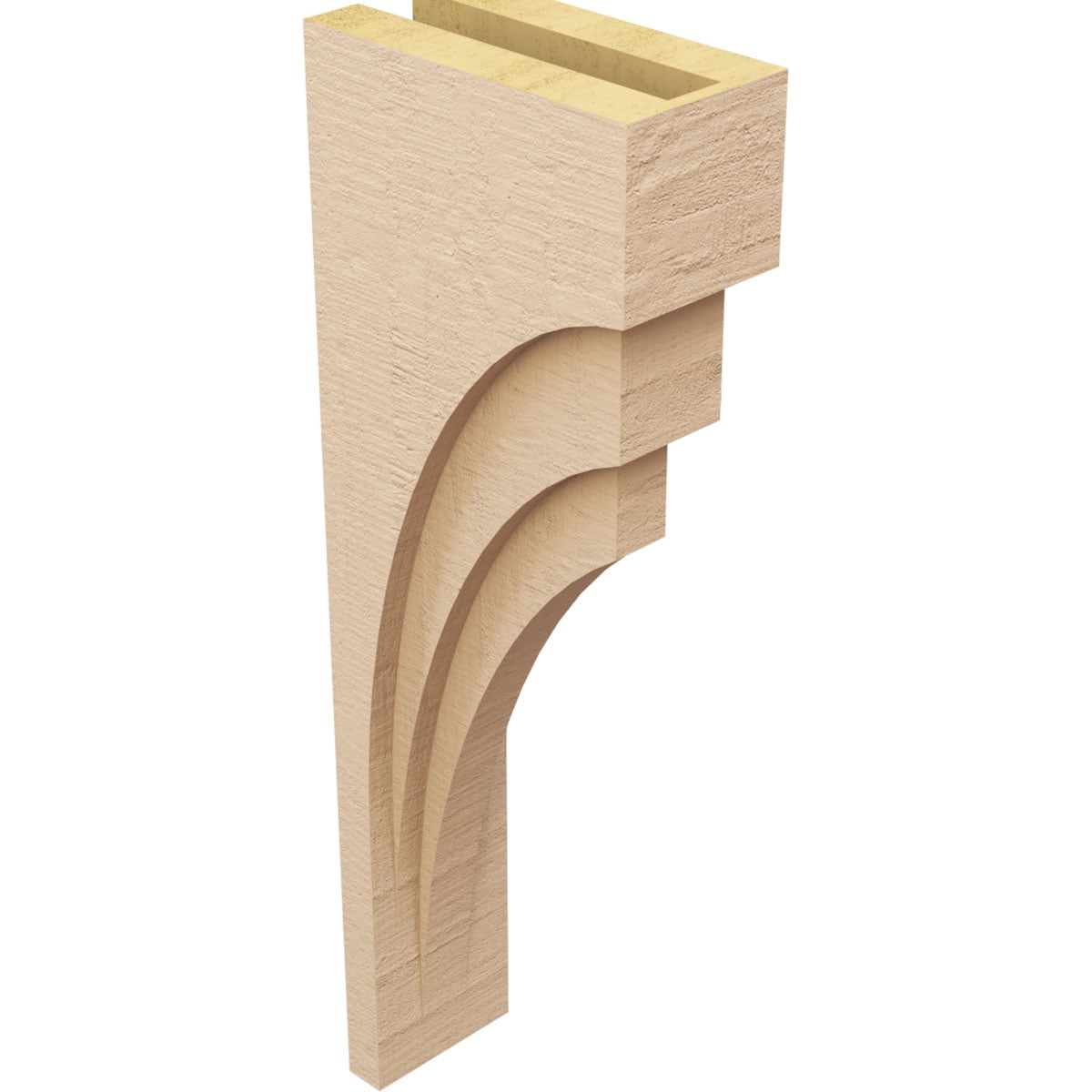 6"W x 12"D x 36"H Thin Rockford Rough Cedar Woodgrain TimberThane Corbel, Primed Tan