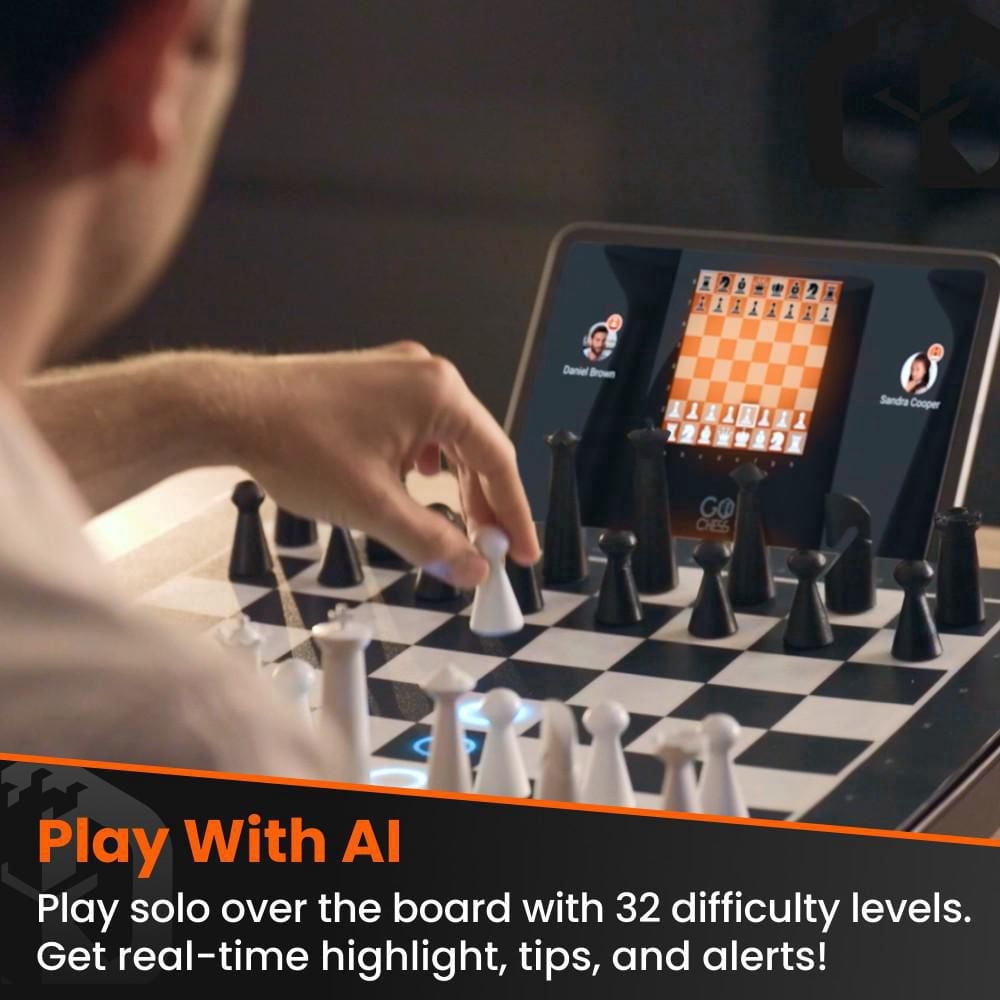 GoChess Mini Plateau d'Échecs Pp-Compatible avec Indicateurs Lumineux Basés sur l'IA