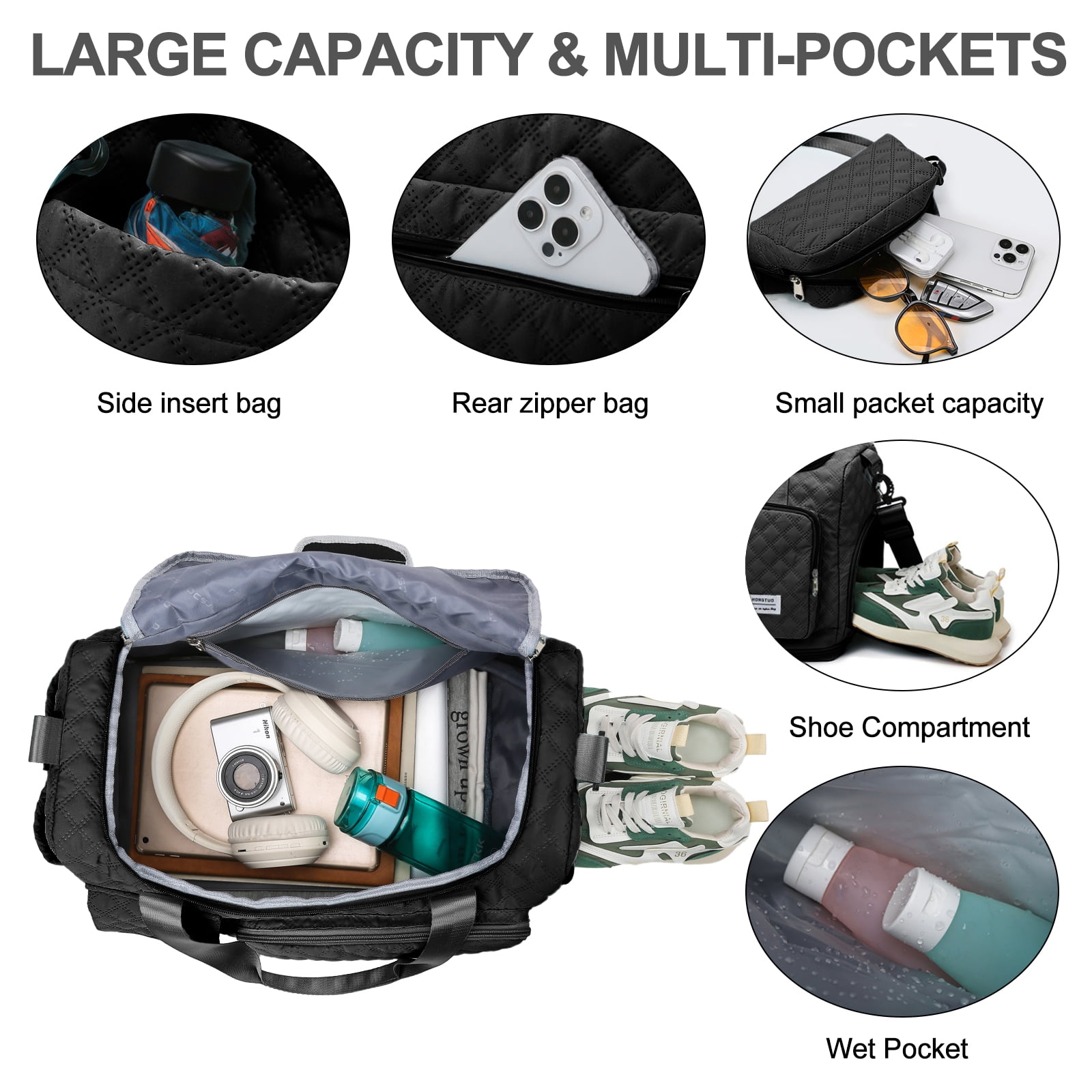 Gynky Travel Duffle Bag Weekender Bags for Women with Shoe Compartment Carry on Overnight Bag with Toiletry Bag Hospital Bag for Labor and Delivery Weekender Overnight Bag for Trave Sport Hospital