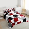 thumbnail image 3 of Castle Fairy Abstract Rectangle 2Pcs Bedding Comforter Set for Teens Men Women,Geometric Theme Twin Comforter Sets,Black Grey Red White Breathable Bedding Set,Super Cozy Room Decor, 3 of 8
