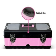Pink Power Pink Tool Box for Women - 18 Small Metal & Plastic Portable Lightweight Pink Locking Empty Toolbox Chest - Craft Tote Storage Tool Case Organizer for Ladies Pink Tool Set Kit