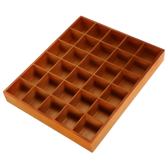WASHWEPE Jewelry Organizer Box Wooden Grid Display Box Brown 1Set