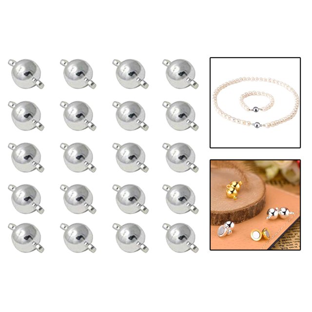 Cierre de Imán de Latón Perfecl 20/40 PCS Conector Plateado para Artesanías