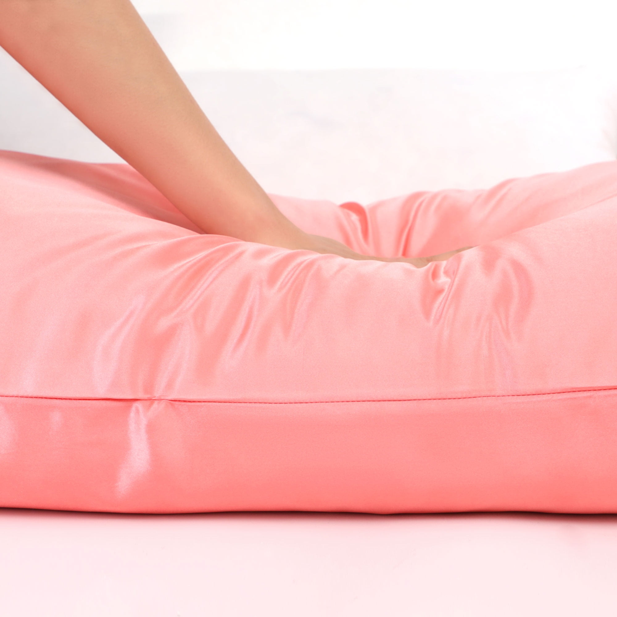Unique Bargains Zipper Closure 1 PC Satin Body Pillowcases Light Coral 20"x48"