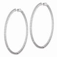 thumbnail image 2 of 925 Sterling Silver Rhodium-plated CZ In and Out Hinged Hoop Earrings; for Adults and Teens; for Women and Men, 2 of 3