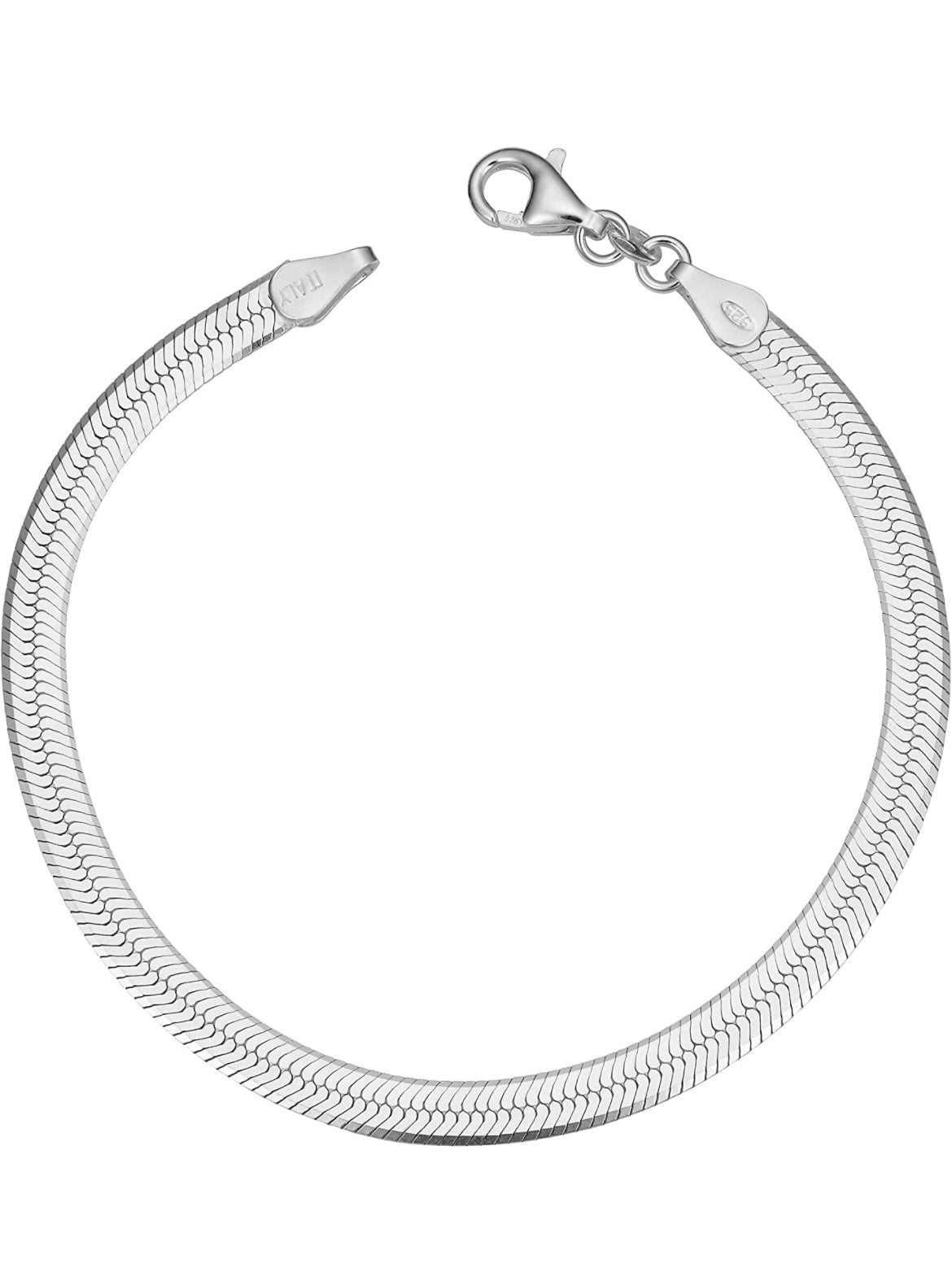 Donatello Gian, Sterling Silver Flat Snake Chain Bracelet, Solid 925