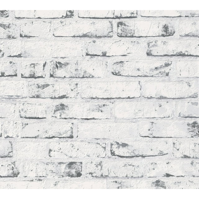 Best OF Wood'n Stone - Papier Peint Moderne en Bois Pierre Brique Blanc, Gris Rouleau