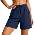 thumbnail image 2 of Women's Lightweight Nylon Spandex Work Shorts, Elastic Waist Tummy Control with Zippered Pockets, Quick Dry Breathable Stretch, Outdoor Leisure Hiking Running Travel, Athletic, 2 of 8
