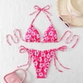 thumbnail image 6 of Womens Bikini Swimsuits Halter Thong Bikini Tie Sides Bottom Cherry Printed Triangle Bikini Swimsuits, 6 of 7
