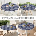 thumbnail image 7 of Blue and White Ethnic Floral Pattern Round Fitted Tablecloth with Elastic Edge,Dining Table Cover Waterproof,Outdoor Round Tablecloth for Camping,Dining,Indoor and Outdoor, 7 of 7