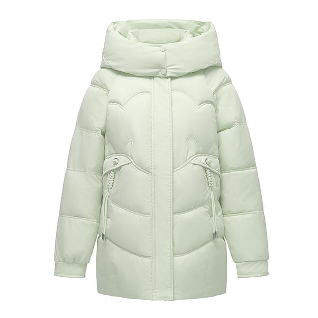 Économies d'Automne/hiver! srobpty Manteau Matelassé à Manches Longues pour Femmes, Veste à Capuche Décontractée Colorée à Manches Longues pour Dames Vert, m