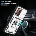 thumbnail image 6 of Heavy Duty Case for Samsung Galaxy Note 20 Ultra, Triple Layers Camera Lens Sliding Hybrid Rugged PC Soft TPU Shockproof Cover with Ring Kickstand Magnetic Car Mount Case,White+Black, 6 of 10