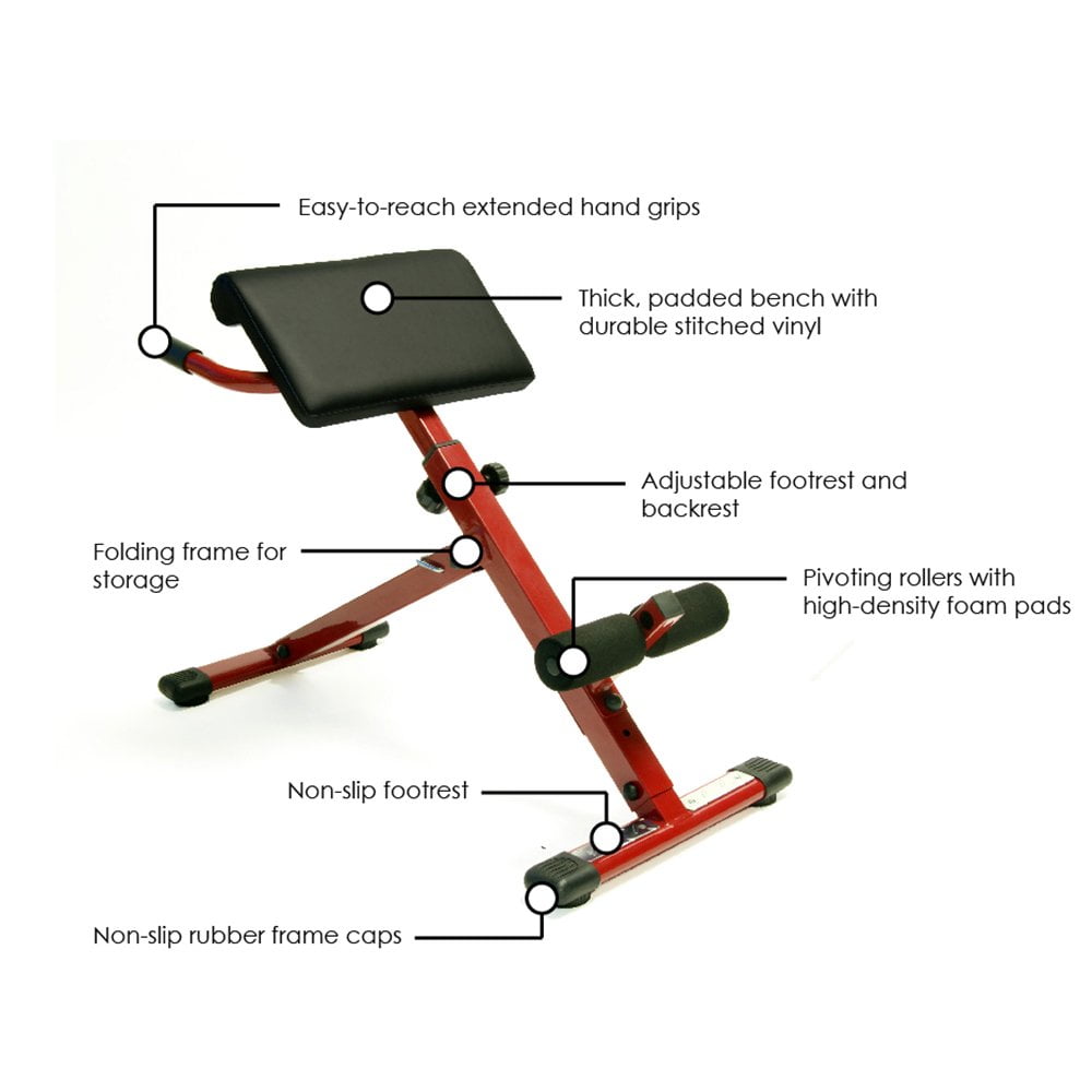 Stamina X Hyper Extension Exercise Bench, Red and Black