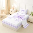 thumbnail image 1 of Erosebridal Light Purple Gingham Bow Twin Sheet Sets, Purple Bow Bedding for Women Girls, 3-Piece, 1 of 5