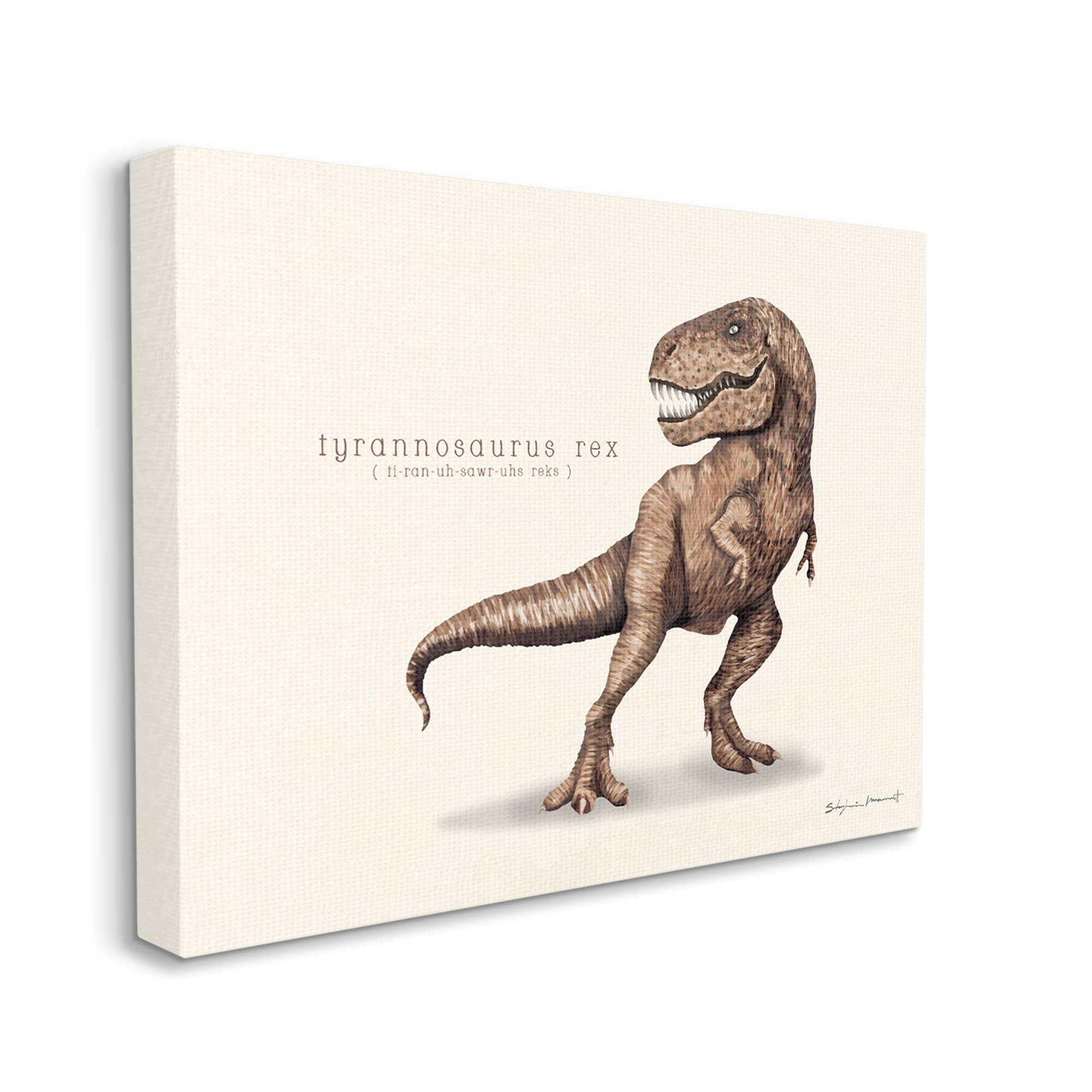 Stupell Educational T-Rex Dinosaur Animals & Insects Painting Gallery Wrapped Canvas Print Wall Art